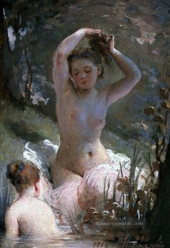  Nacktheit Malerei - zwei Badende Mädchen Nacktheit Charles Joshua Chaplin
